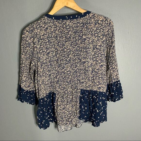 Anthropologie Navy and Cream Blouse - Picture 5 of 10